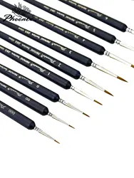 Painting brushes, Phoenix synthetic brush, round long handle No. 0, 00, 000, 1-6, 10 PCs. In one box