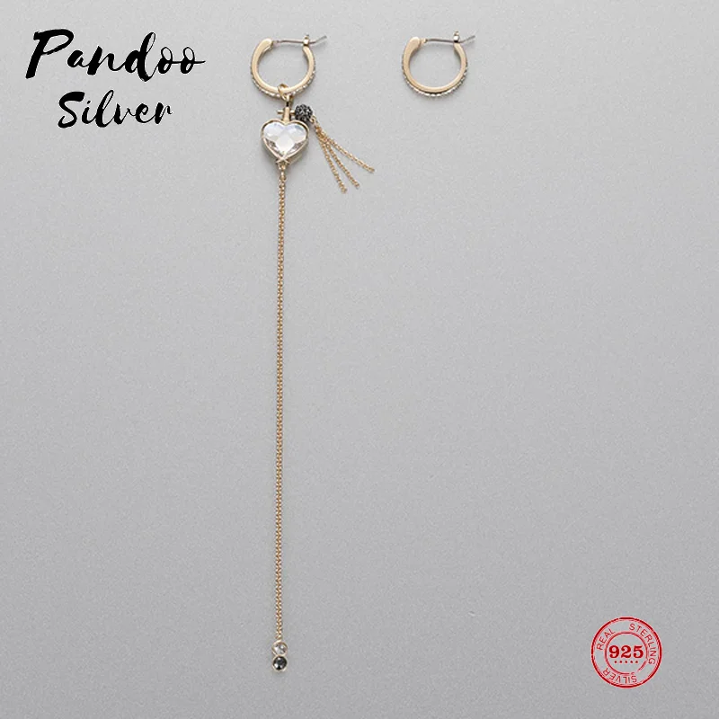

PANDOO Fashion Charm Sterling Silver Original 1:1 Copy, Asymmetric Design Elegant Wild Earrings Women Luxury Jewelry Gifts