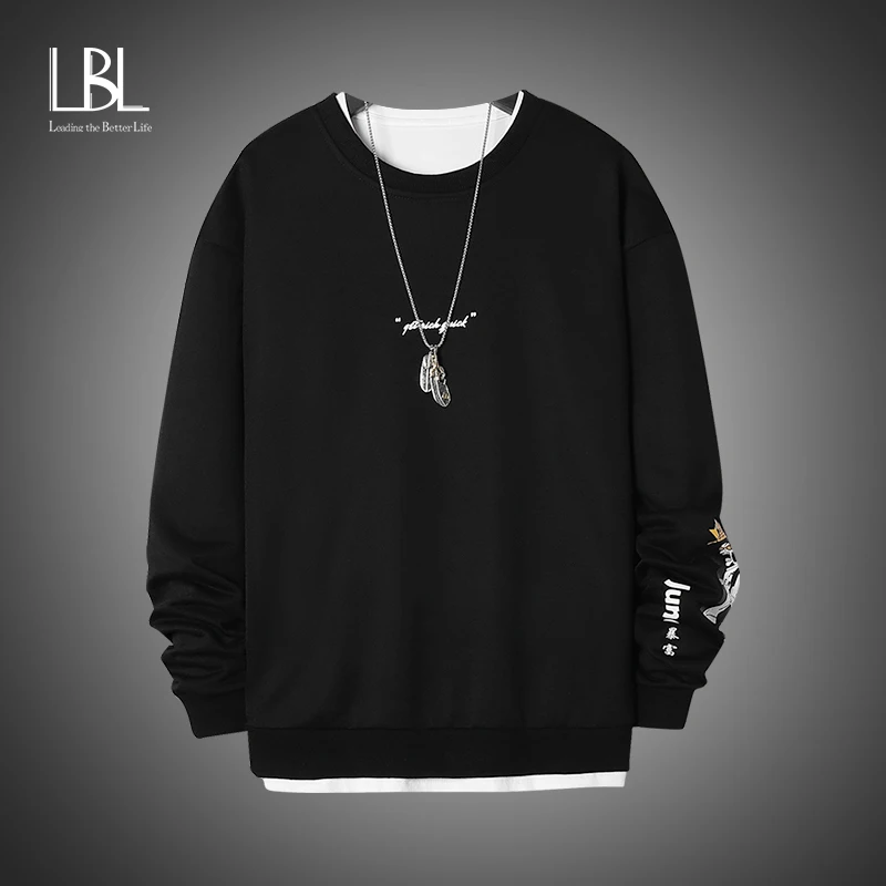 Crewneck Sweatshirt Male Tracksuit Mens Hoodies Oversized Streetwear Winter Solid Hip-Hop