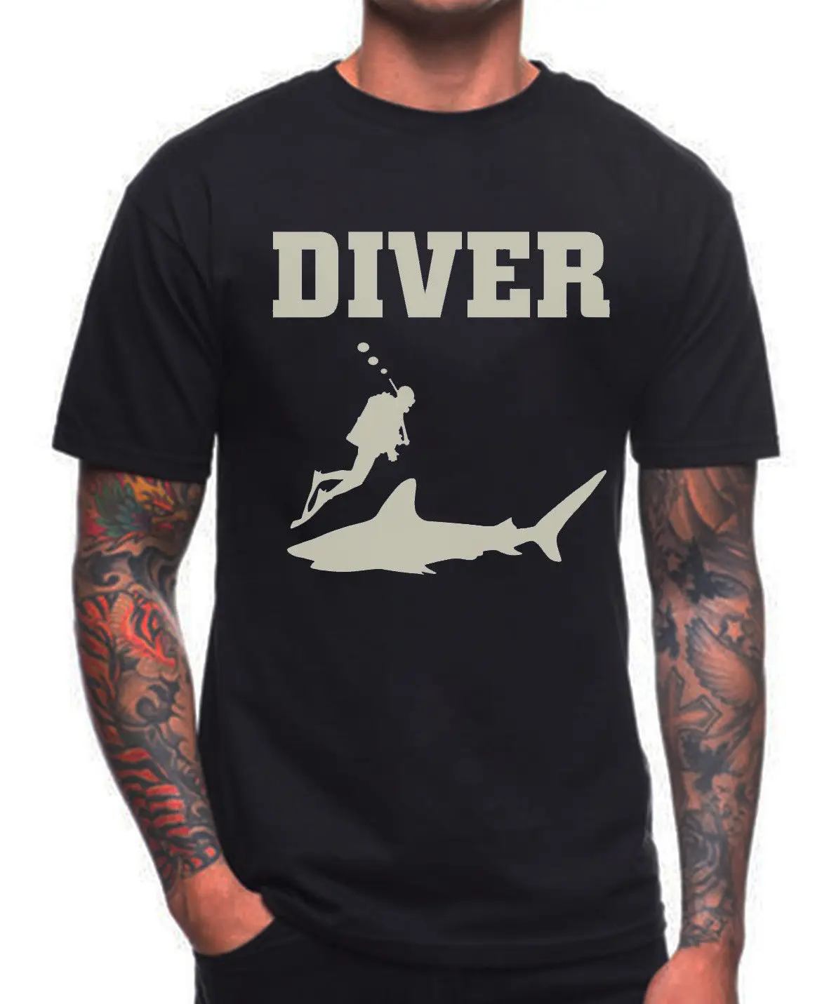 Распродажа! 100% хлопковая футболка для ныряния, Акула Рыба, аквалангист, подарок на день рождения, храп, ласты, Футболка Harajuku, уличная