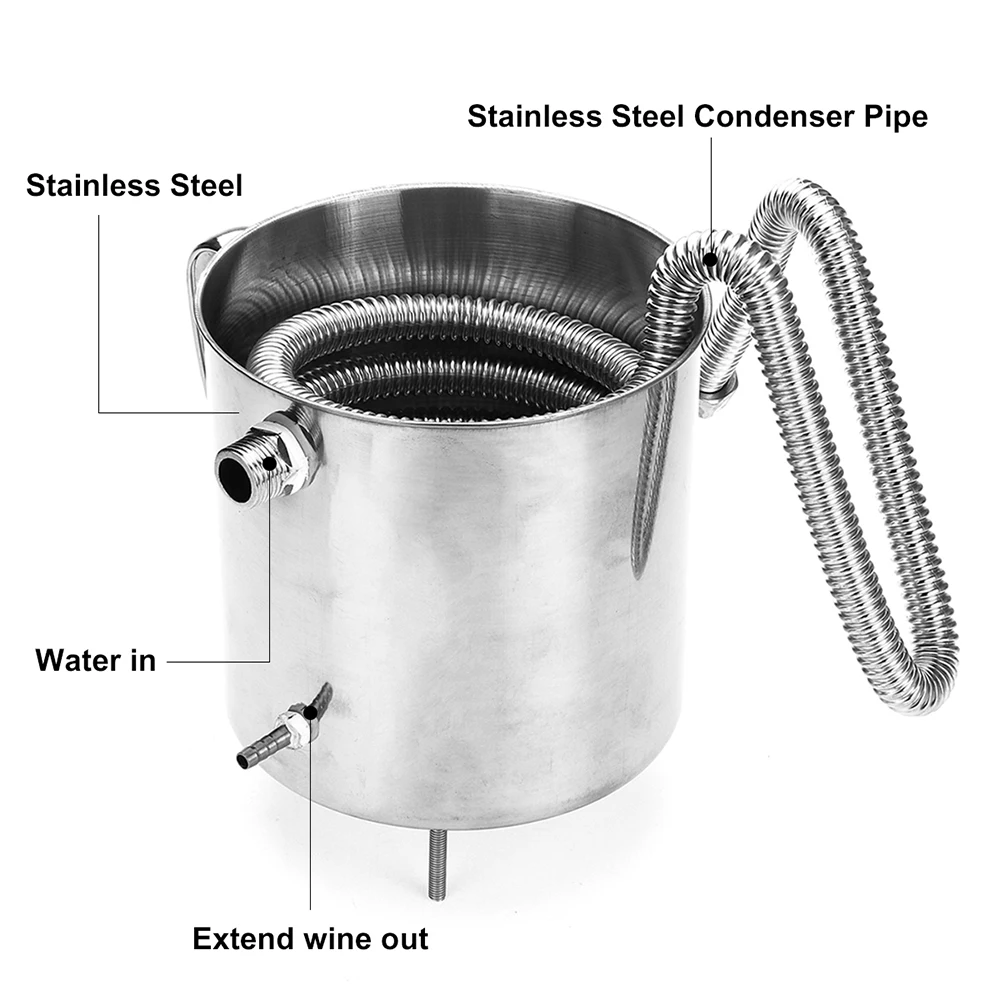12/20/33L Нержавеющая сталь Медь этанол алкогольный перегонный аппарат, Самогонный аппарат дистилляции котла пивной бокал вина домашнего пивоварения инструмент осветительных реек