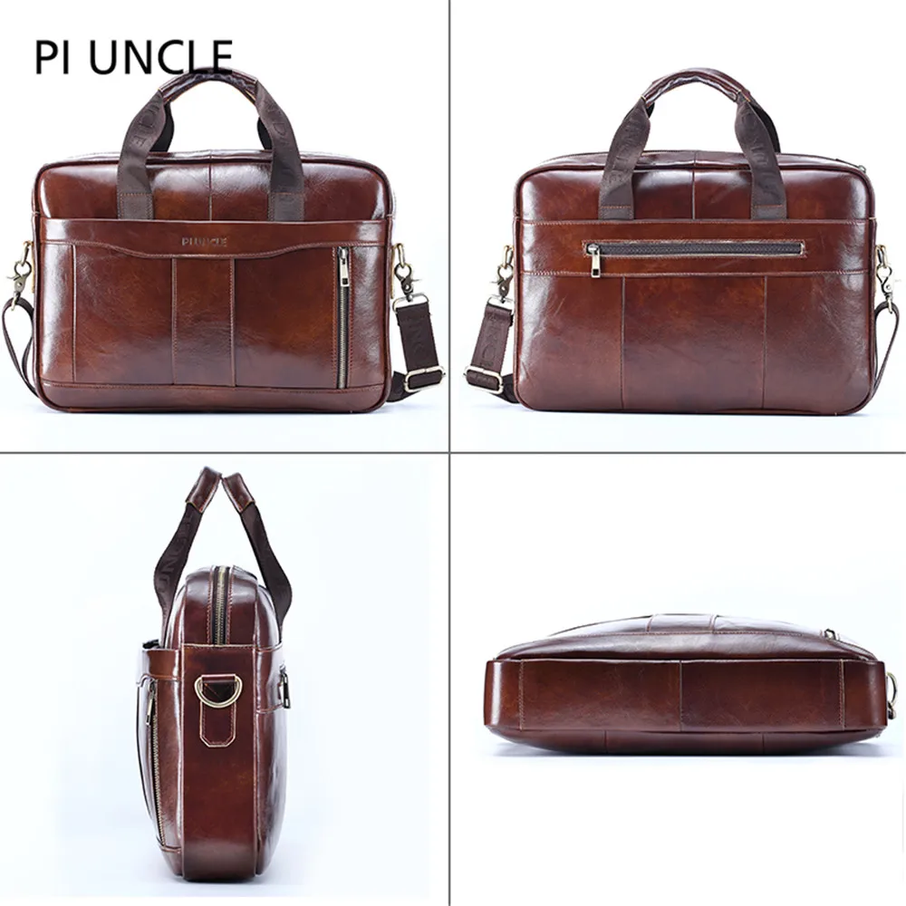 2020 Genuine leather men's Briefcase vintage business computer bag Fashion messenger bags man shoulder bag postman male Handbags