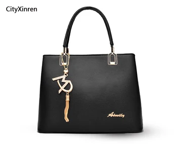 

Ladies Hand Bags Fashion Pu Leather 2020 Spring and Summer New Temperament Simple Pendant Large Shoulder Capacity Messenger Bag