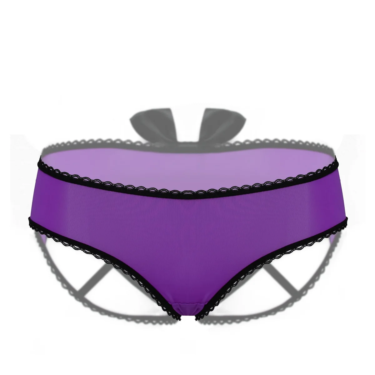 Sexy Ladies Panties Open Low Waist Bow Temptation Beautiful Hip Perspective Briefs Hollow Exposed Butt Pants Erotic Lingerie