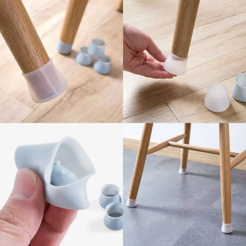 

4 Pcs/Lot Table Chair Leg Mat Silicone Table Chair Leg Caps Non-slip Foot Protection Wood Floor Protectors Bottom Cover Pads