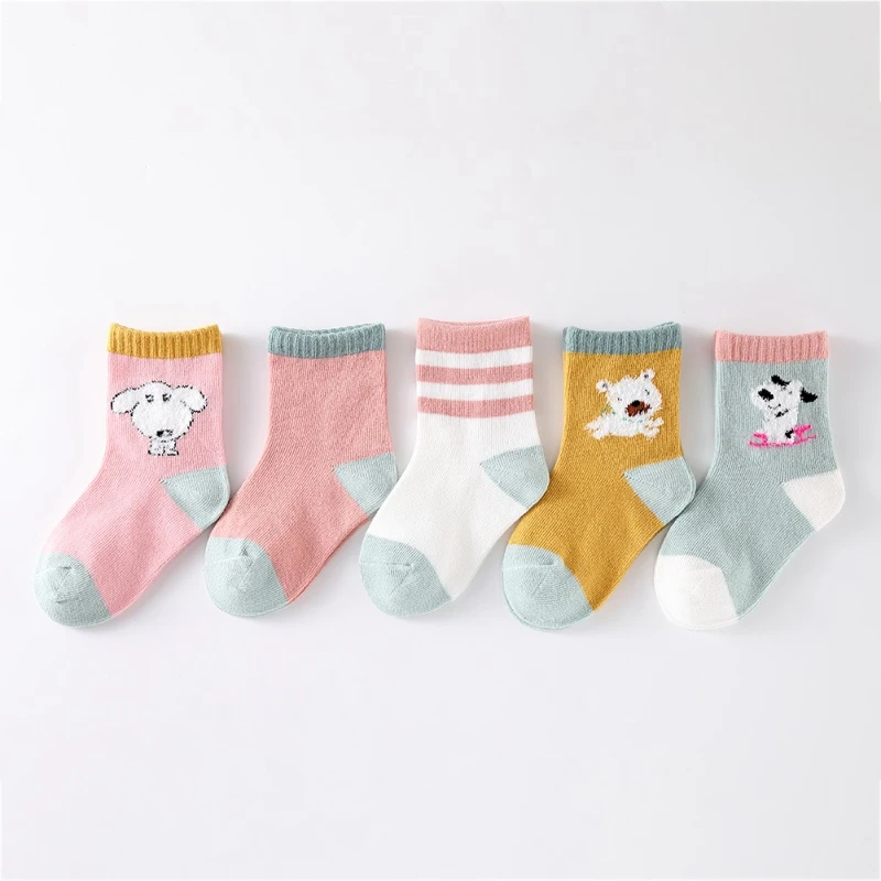 5 пар/лот; носки для девочек; calcetines mujer; модные хлопковые Повседневные Носки с рисунком собаки
