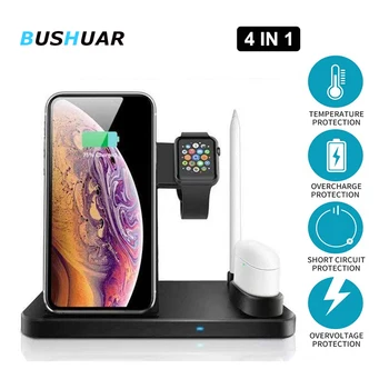 

4 in 1 Qi Wireless Charger Stand For Iphone X XS MAX XR 8 Fast Charging Dock Station For Apple Watch 4 3 2 Airpods Apple pencil