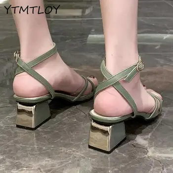 

Sandals Women High Heels Fashion Open Toe Women Shoes Summer Casual Classics Female Shoes Sandalias Mujer Cuero Genuino