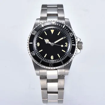 

Watch mens automatic mechanical 39.5mm sterile dial acrylic crystal steel case bracelet luminous black aluminum bezel G29