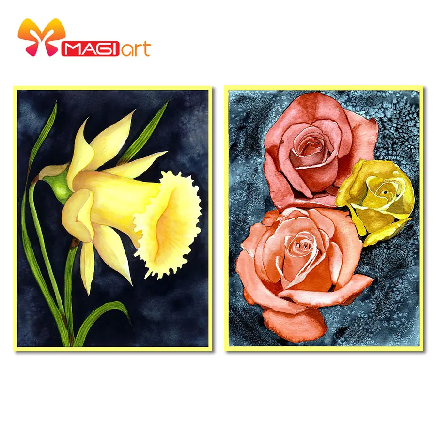 Cross stitch kits Embroidery needlework sets 11CT water soluble canvas patterns 14CT Flower painting flower petals-NCMF084 |