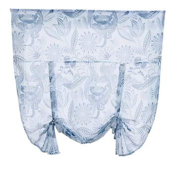 

American Short Curtains for Kitchen Floral Tulle Curtains for Living Room Roman Blinds Printed Voile Window Treatments Panel