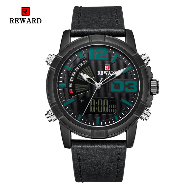 Mens Quartz Dual Movement Date Dual Display Military Sports Watch Mountaineering Waterproof Wristwatch Mens Clock RD63092M