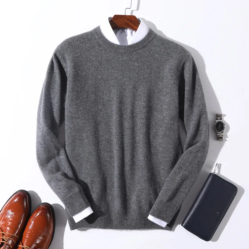 100% Cashmere Sweater Men 2022 Autumn Winter Daily Warm All-match O-Neck Jumper Jersey Hombre Pull Homme Knitted Pullover black turtleneck mens Sweaters