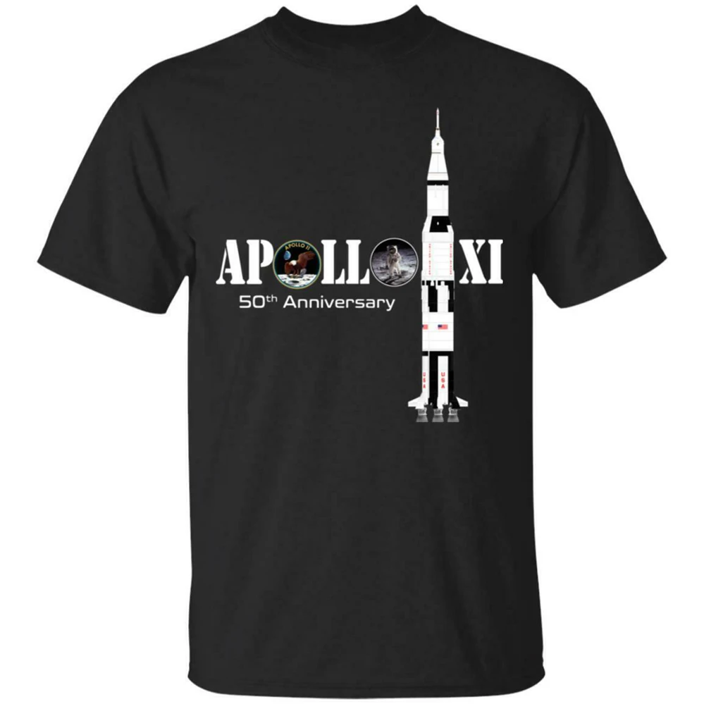 Apollo XI футболка с 50-летним юбилеем мужская женская черная S-3XL хлопок Сделано в США