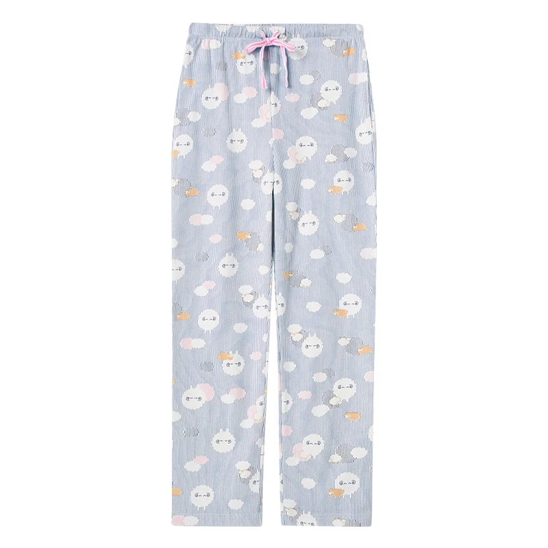 Striped sheep THREEGUN, пижамные штаны, женские, Осенние, новые, с принтом, мягкие, с высокой талией, хлопковые, женские, домашние, для сна, эластичные, свободные, домашняя одежда, брюки - Цвет: Striped sheep