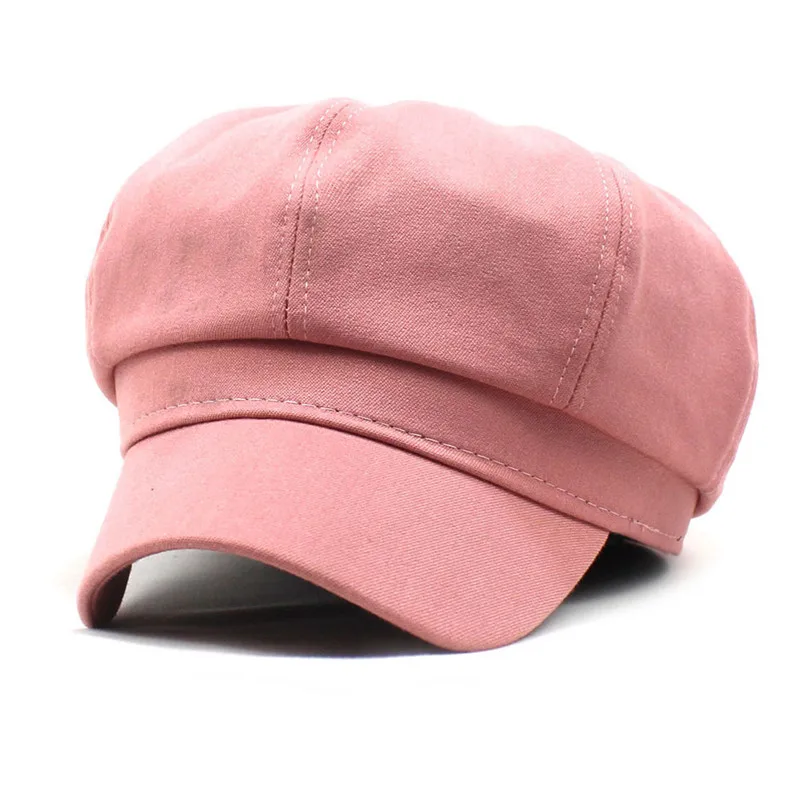 Women Polyester Solid Color Duck Tongue Beret Simple Casual Octagonal Cap Autumn and Winter Joker Painter Hat 38 women beret