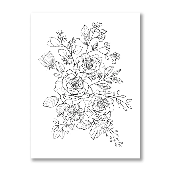 Flowers-Abstract-Plants-Sketch-Pencil-Drawing-Canvas-Prints-Wildflowers-Botanical-Black-White-Wall-Art-Pictures-Painting (2)