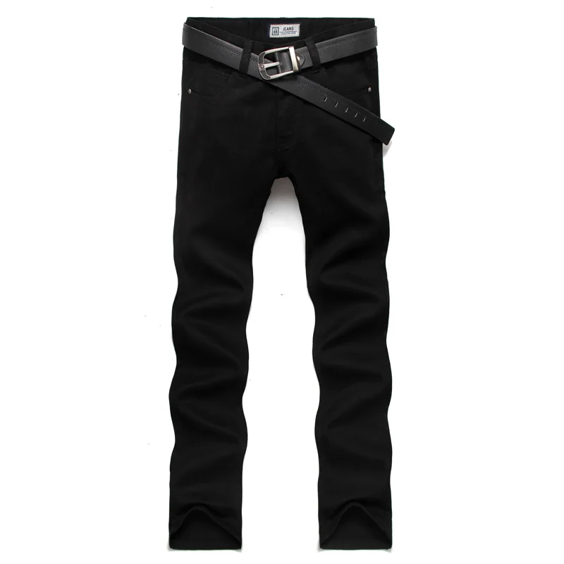 Деловые мужские джинсы модные прямые тонкие однотонные черные модные мужские джинсы 9052