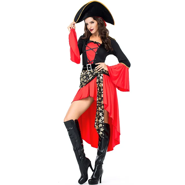 Sexy Adult Female Caribbean Pirate costume Halloween Carnival Party Pirate Cosplay Dress 5
