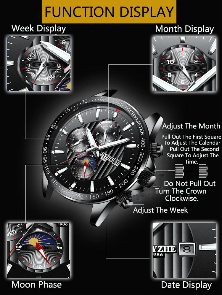 316 стальные автоматические механические часы мужские спортивные часы календарь светящиеся Мужские часы Роскошные водонепроницаемые часы месяц 24 часа стол