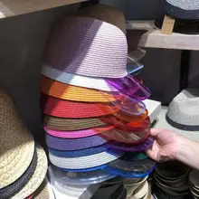 10 шт./партия 01910-shi ПВХ прозрачные Брим pinkycolor бумажная соломенная Мужская бейсболка женская шапочка для отдыха