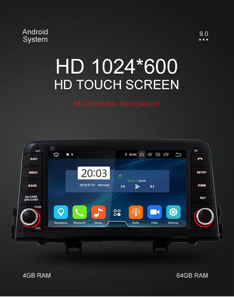 Cheap Besina Android 9.0 Car DVD player For KIA PICANTO MORNING 2017 2018 1 Din Car Radio GPS Navigation Stereo WIFI 4G+64G Autoaudio 1