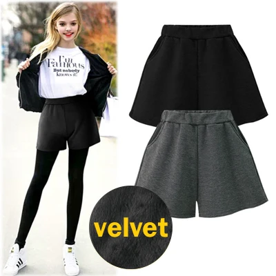 

Plus Size 5X 6X Autumn Winter High Waisted Shorts for Women Korean Velvet Wide Leg Shorts Femme Casual Loose Boots Short Mujer