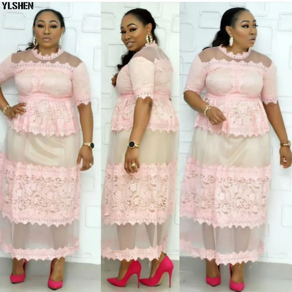 High Quality Elegant African Women Clothing Plus Size 3XL Evening Tunic Party Dress Formal Lace Mesh Dress Long Vestido De Festa 16