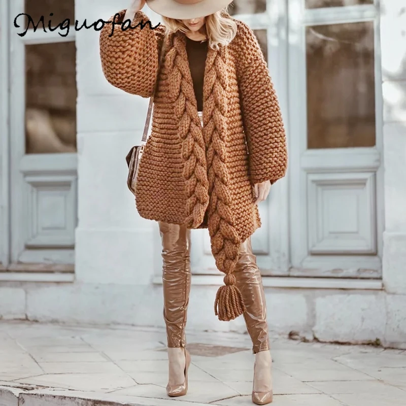 Best Price women sweaters braid wrap poncho ropa sweaters thick long cardigans winter warm coat female jumpers coats long jackets Sweaters