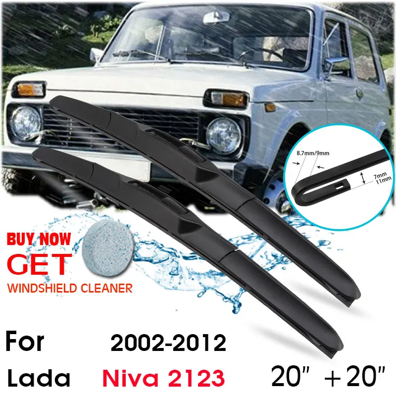 

Car Wiper Blade Front Window Windshield Rubber Silicon Refill Wipers For Lada Niva 2123 2002-2012 LHDRHD 20"+20" Car Accessories