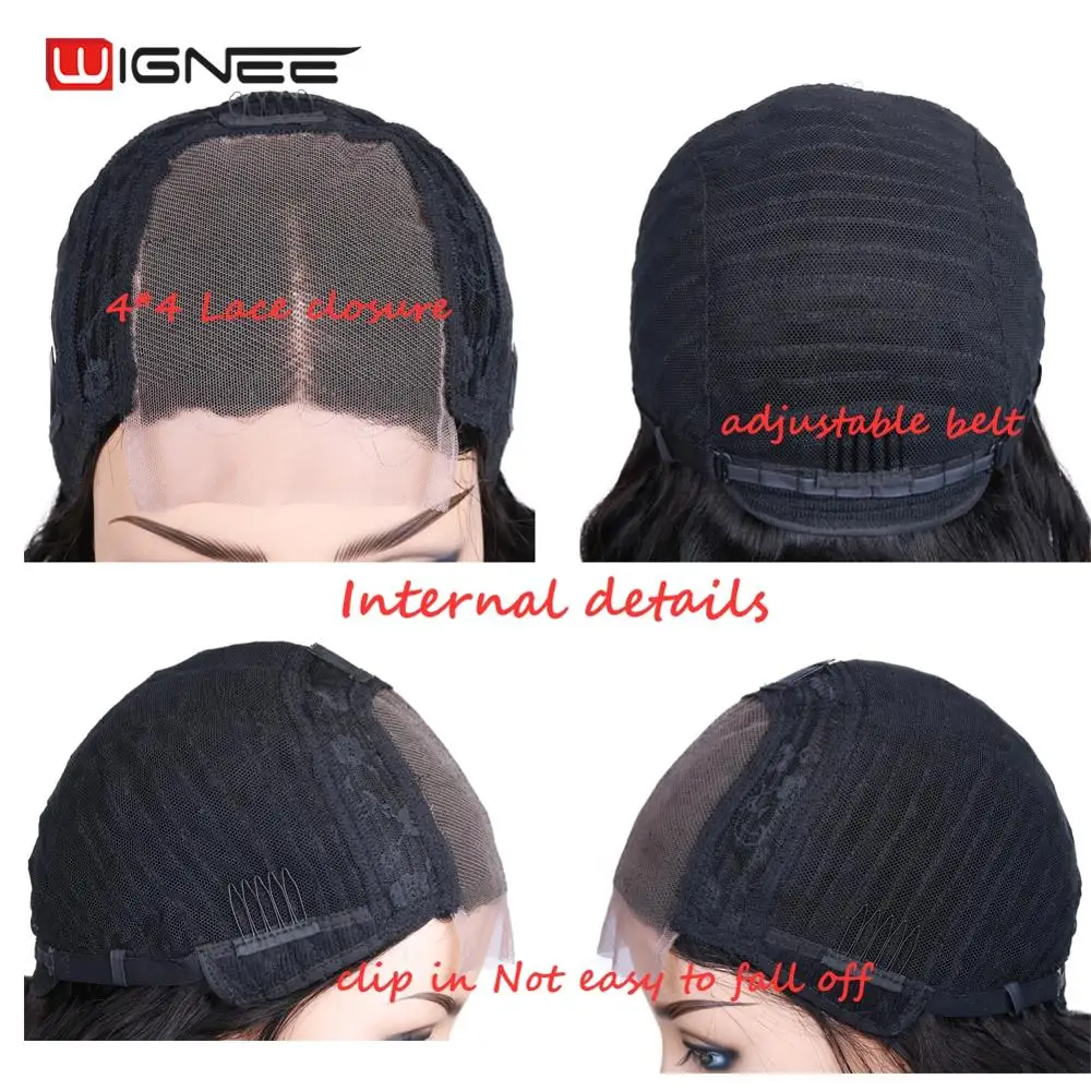 Wignee 4*4 Lace Closure Ombre Green Straight Hair Human Wigs With Baby Hair For Women PrePlucked Natural Hairline Lace Human Wig