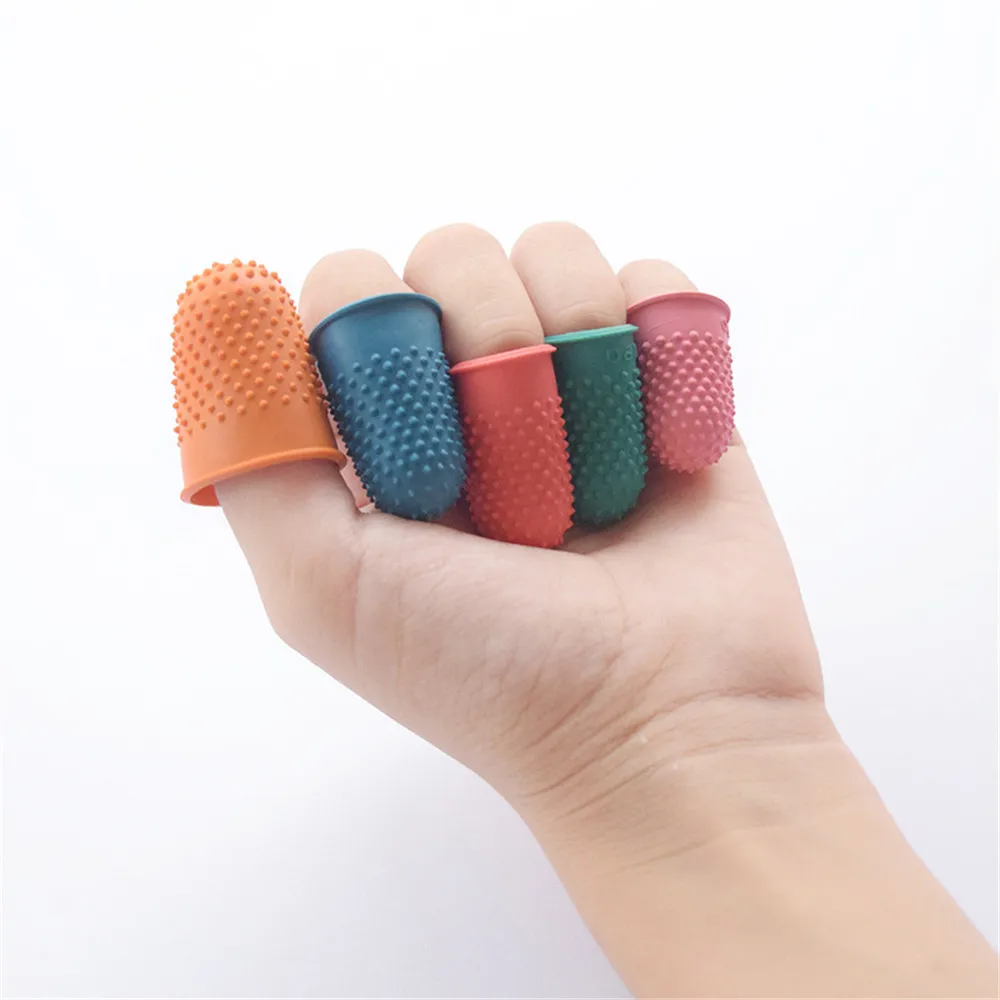 2022 5Pcs Multiple Color Reusable Finger Cover Protector Gloves Non-slip Rubber Needlework Sewing Accessories Nail Tool