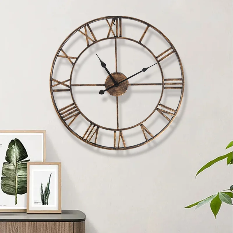 Retro Copper Metal Gold Wall Clock
