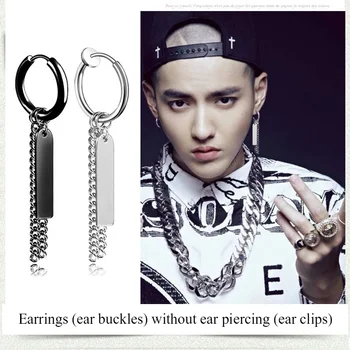 

stainless steel earrings for women black mens earrings fashion jewelry Steel color wholesale korean kpop stud earring punk style