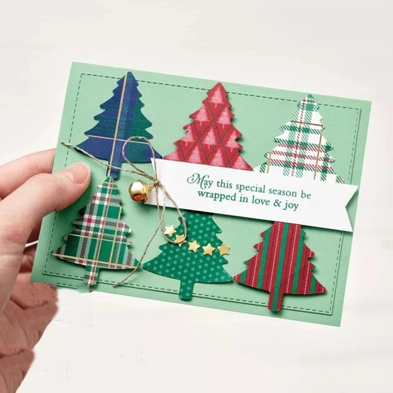

Metal Cutting Dies and Rubber Stamp for Scrapbooking Christmas Cheer Tree Craft Stencil Card Make Album Sheet Decoration Die Cut