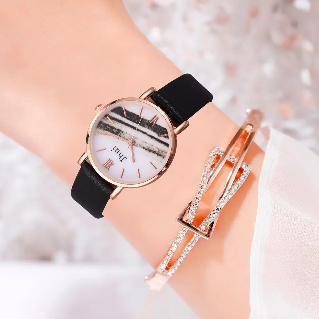 

erkek kol saati Jhui Simple Dark Green Water Color Dial Leather Strap Ladies Watch Jewelry relogio Reloj Hombre 2019 hot #10