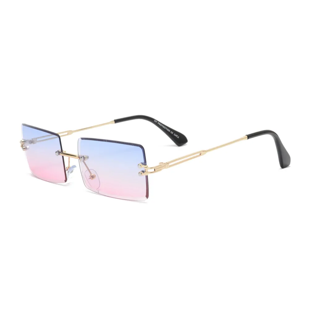 black cat eye sunglasses JM 2022 New Fashion Rectangle Women Sunglasses Gradient Lens Pink Brand Design Square Rimless Shades UV400 big sunglasses for women