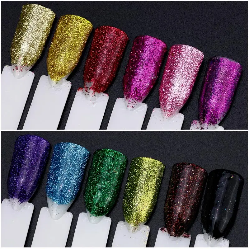 Bubble Nails Holographic Glitter Powder Nails Laser Mirror Polishing DIP Shimmer Gel Polish Flakes Glitter Nail 3
