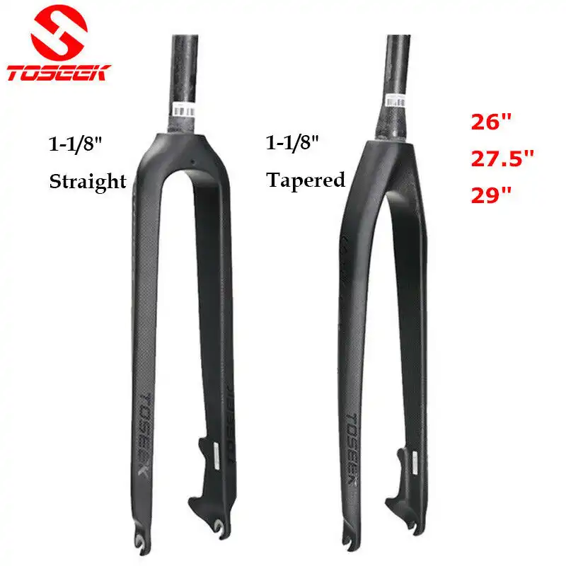 toseek 26 27 5 29er mountainbike full carbon faser gabeln mtb fahrrad verjungt gabel starre gerade disc bremse bike gabel bicycle fork aliexpress