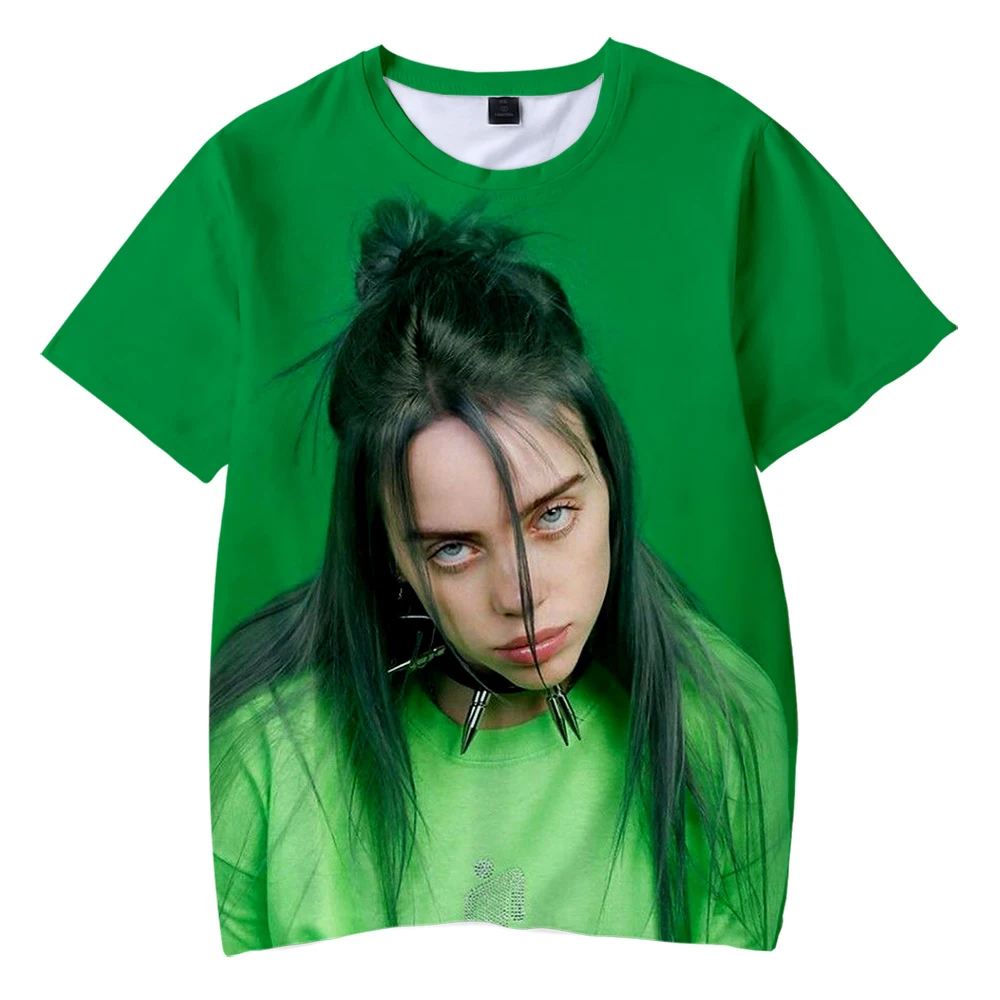 Billie Eilish/детская футболка; Новая модная футболка с 3D принтом; хлопковая Футболка с круглым вырезом для мальчиков и девочек; Летняя Повседневная футболка с короткими рукавами