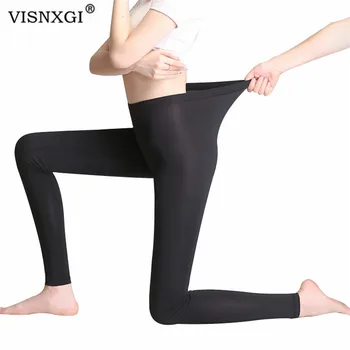 

VISNXGI Women Leggins Shiny Pants Leggings Casual Workout Candy Color Large Size Spandex Shinny Elasticity Fitness Push Leggings
