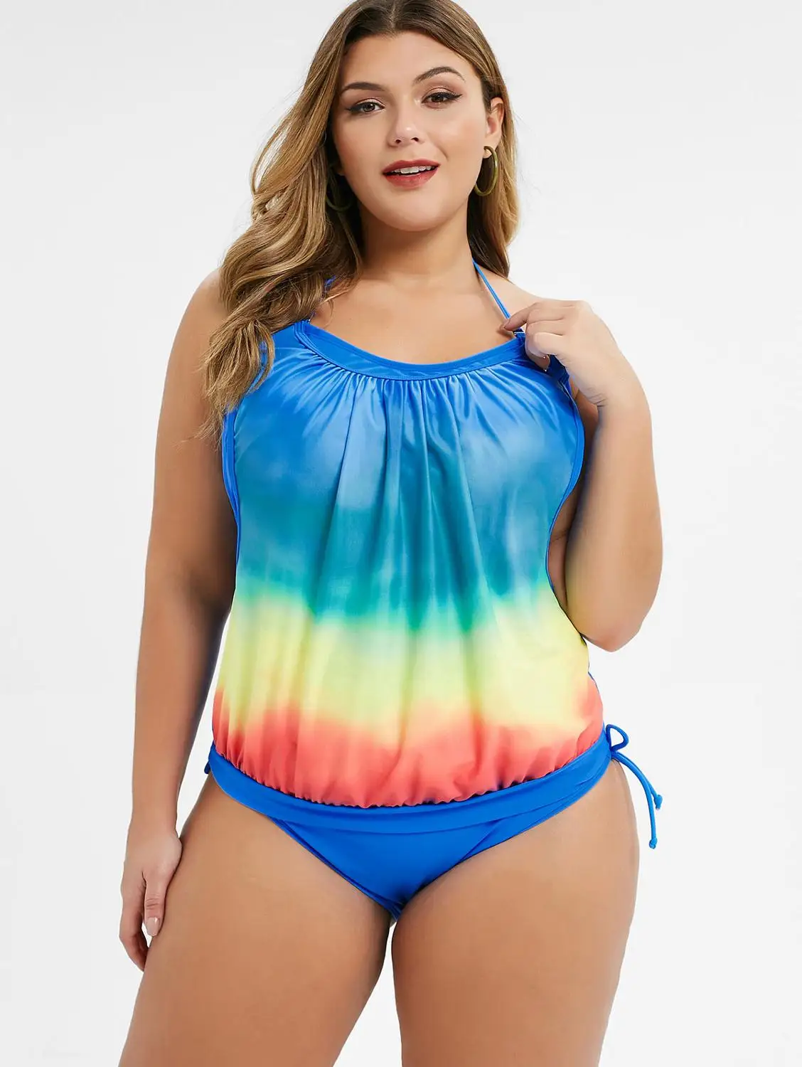 Wipalo Plus Size 5XL Women Set Summer Tropical Halter Open Back Print Tank Top Briefs Casual Two Piece Suits Sexy Beach Wear