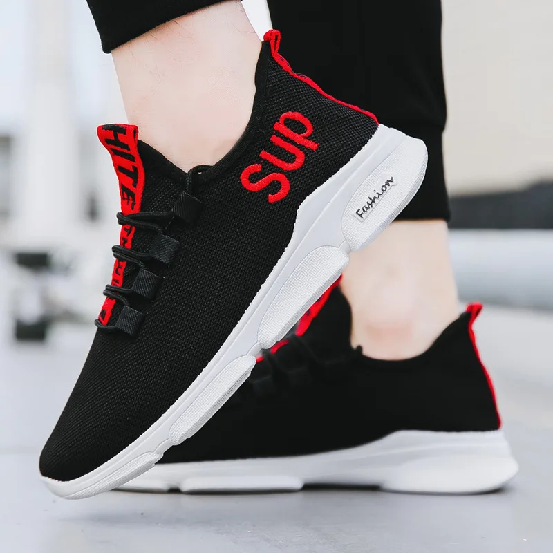 

Fashion Breathable Mesh MEN'S SHOES 2019 New Style Korean-style Trend Lettered Embroidered Athletic Shoes Mesh Running Shoes