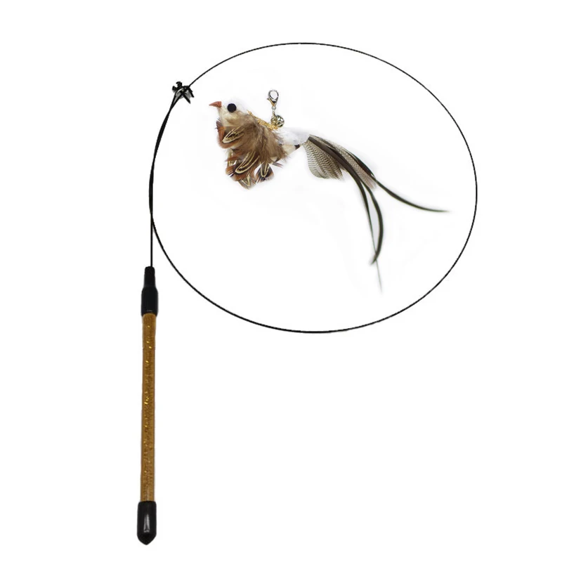 Simulation Bird Interactive Cat Stick Toy with Suction Cup Funny Feather Bird for Kitten Play Chase Exercise Cat Toy Supplies kitten teething toys Toys