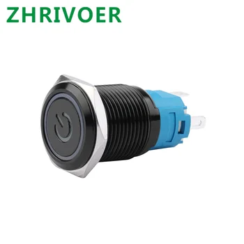 

1pcs 16mm 3V-220V Black Oxide Metal Push Button Switch with LED Lamp Waterproof Car / Computer Modification Momentary/Latching