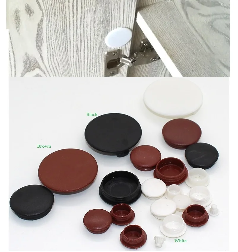 Eisenwaren 35mm BLACK PLASTIC HINGE HOLE COVER CAPS FOR KITCHEN