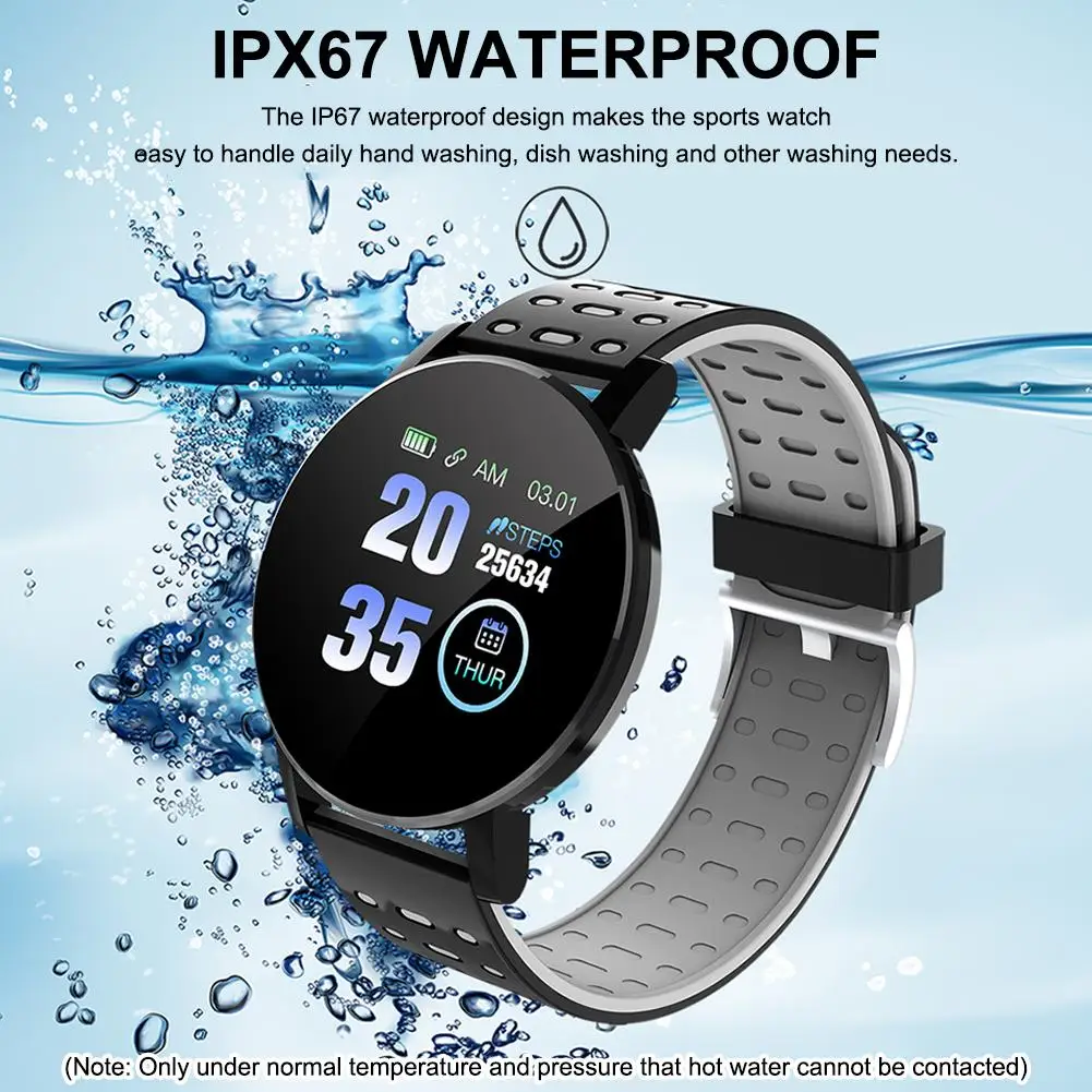 

Smart Watch Men 119 Plus Sports Heart Rate Smart Bracelet Round 1.3" IPS Touch IP67 Waterproof Fitness Smartwatch Women 119plus