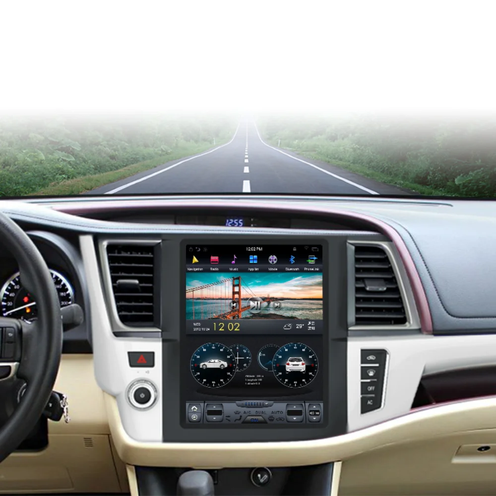 Android 9,0 Tesla стиль 12," автомобильное радио gps навигация для Toyota Highlander- мультимедиа плеер магнитофон головное устройство