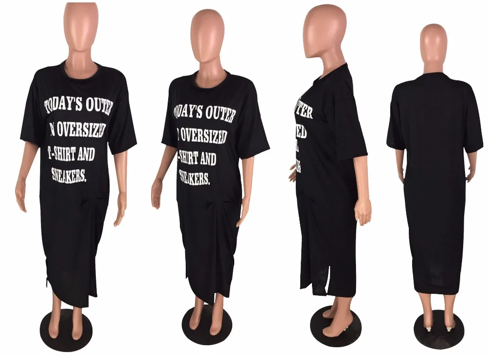 Women casual dress o neck half sleeve letter print sexy dresses woman summer sexy long dress vestidos longo femme W8044