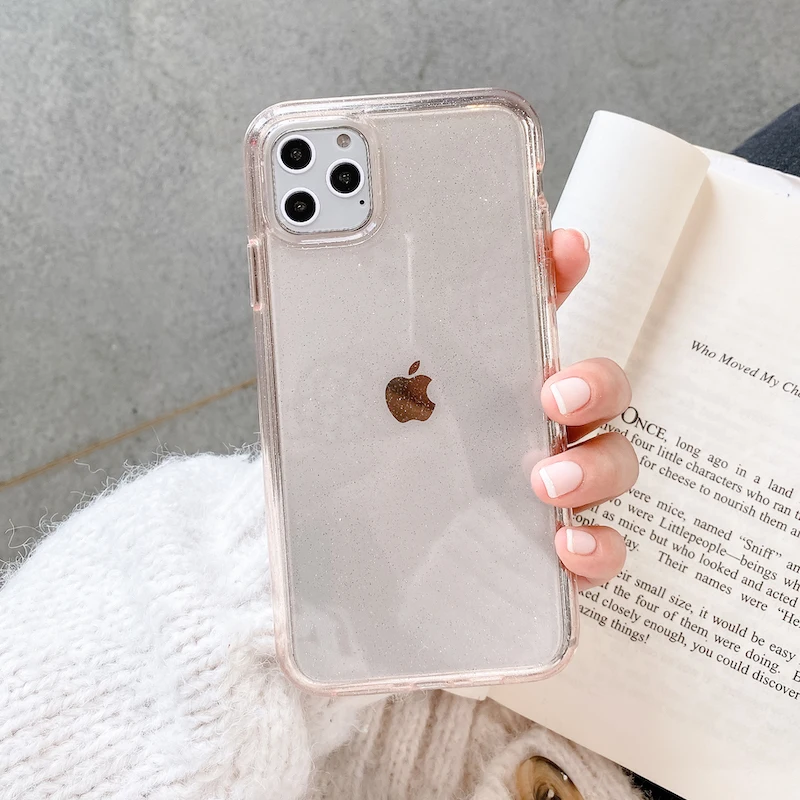 Прозрачный блестящий противоударный чехол для iphone 12 12Pro 12Mini 11 11Pro Max XR XS SE 7 8 Plus
